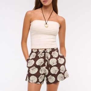 Abercrombie Mid Rise Linen-Blend Pull-On Short size XL NWT